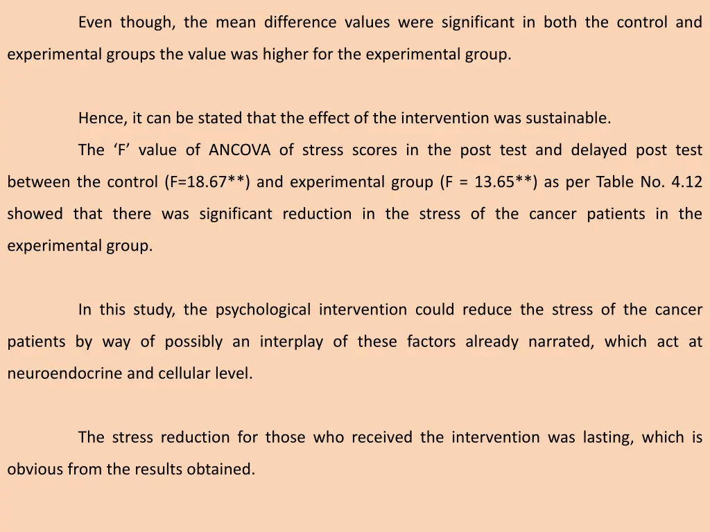 even though the mean difference values were