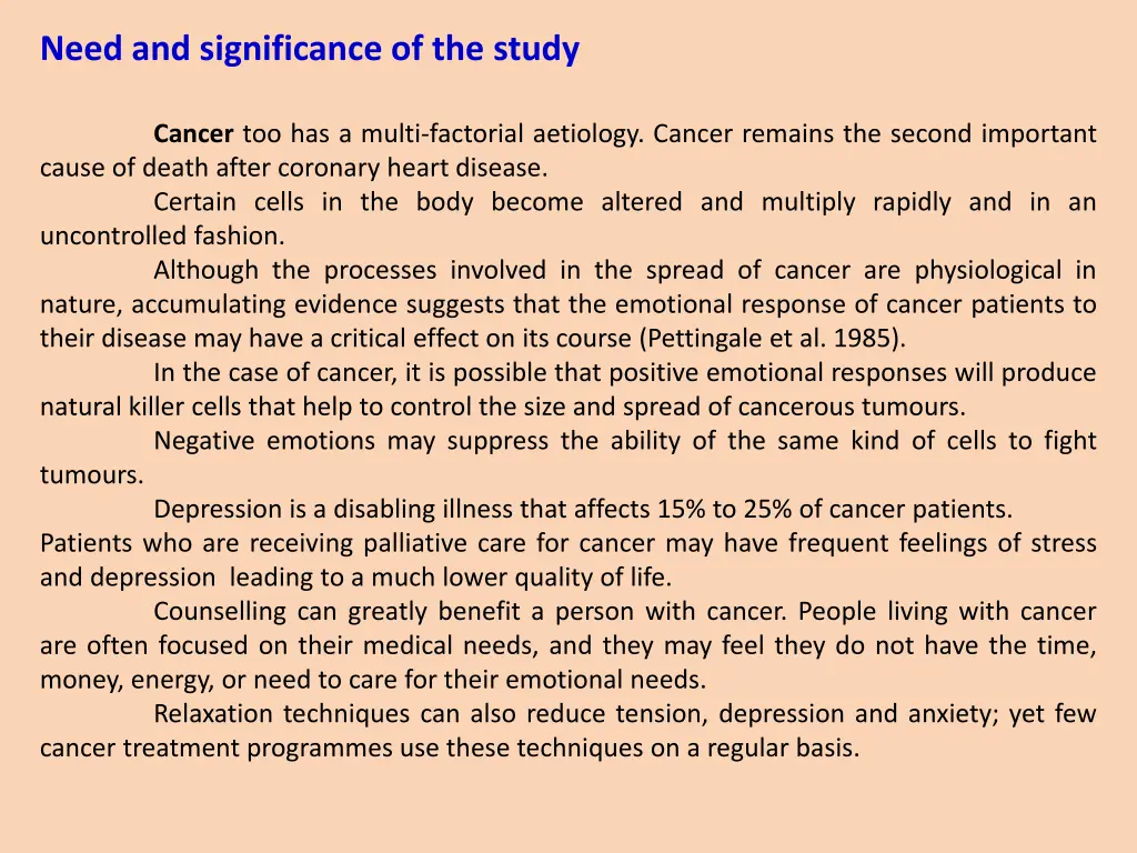 need and significance of the study