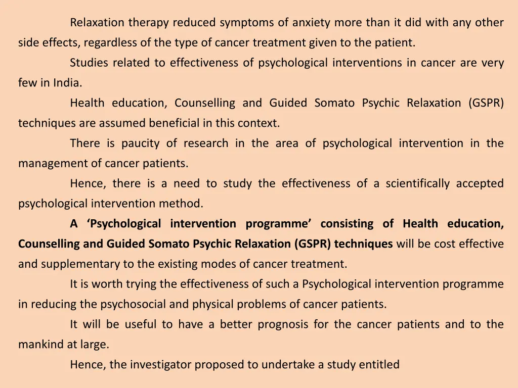 relaxation therapy reduced symptoms of anxiety