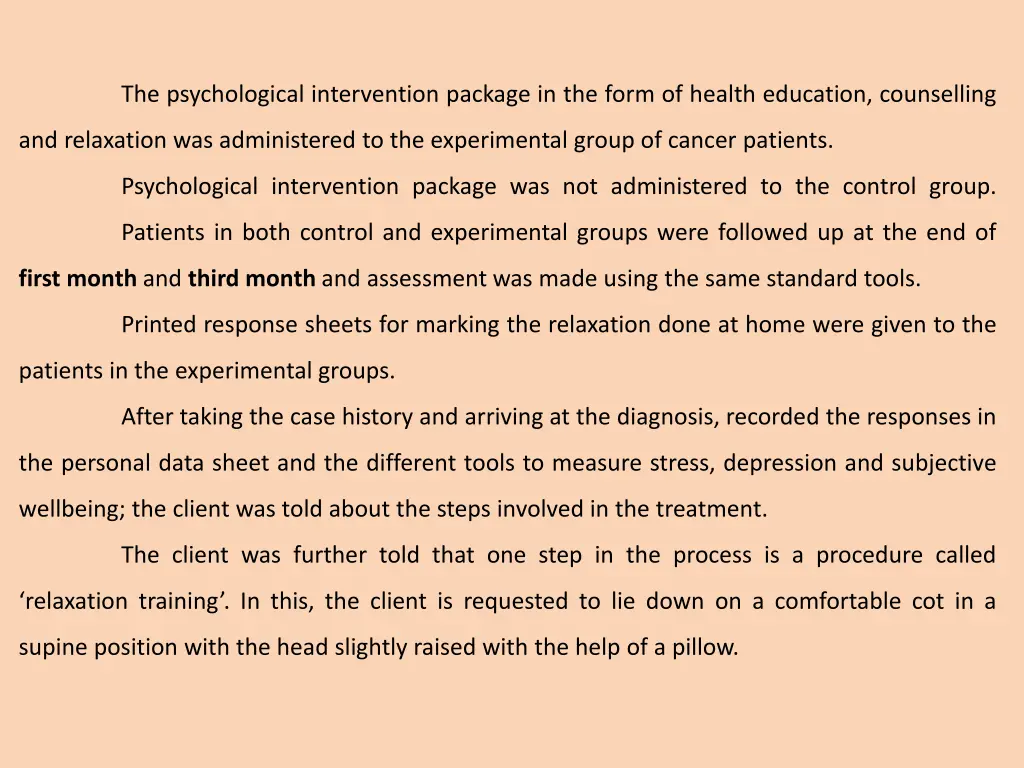 the psychological intervention package