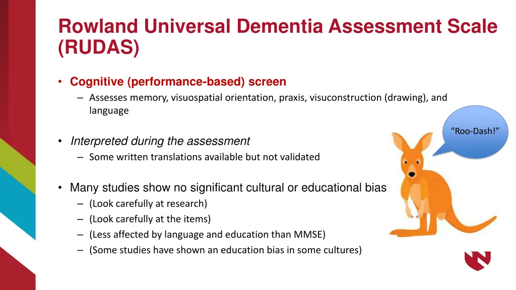 rowland universal dementia assessment scale rudas