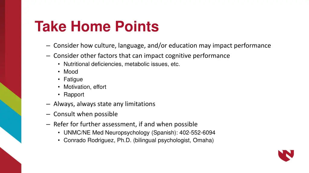 take home points 1