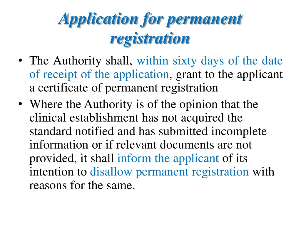 application for permanent registration