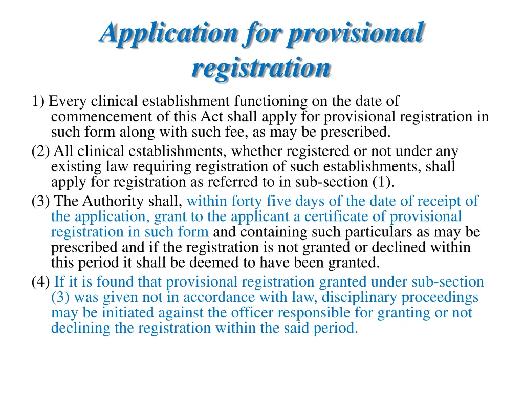 application for provisional registration