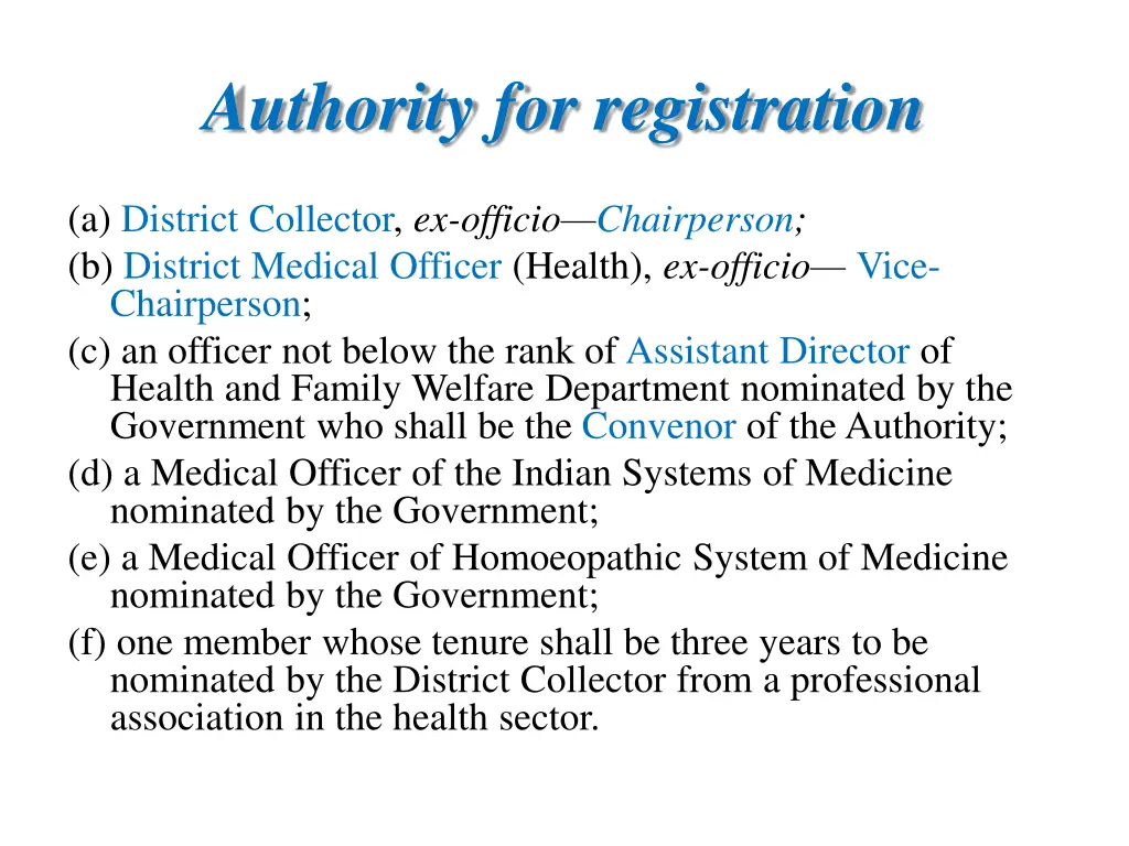 authority for registration