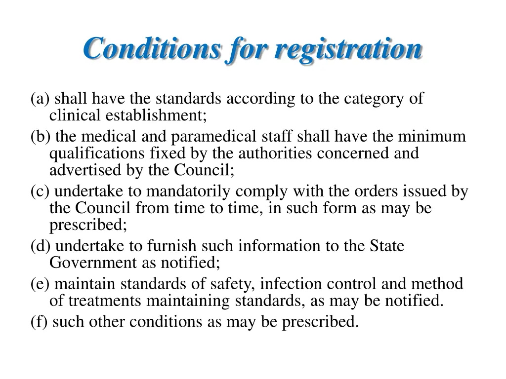 conditions for registration