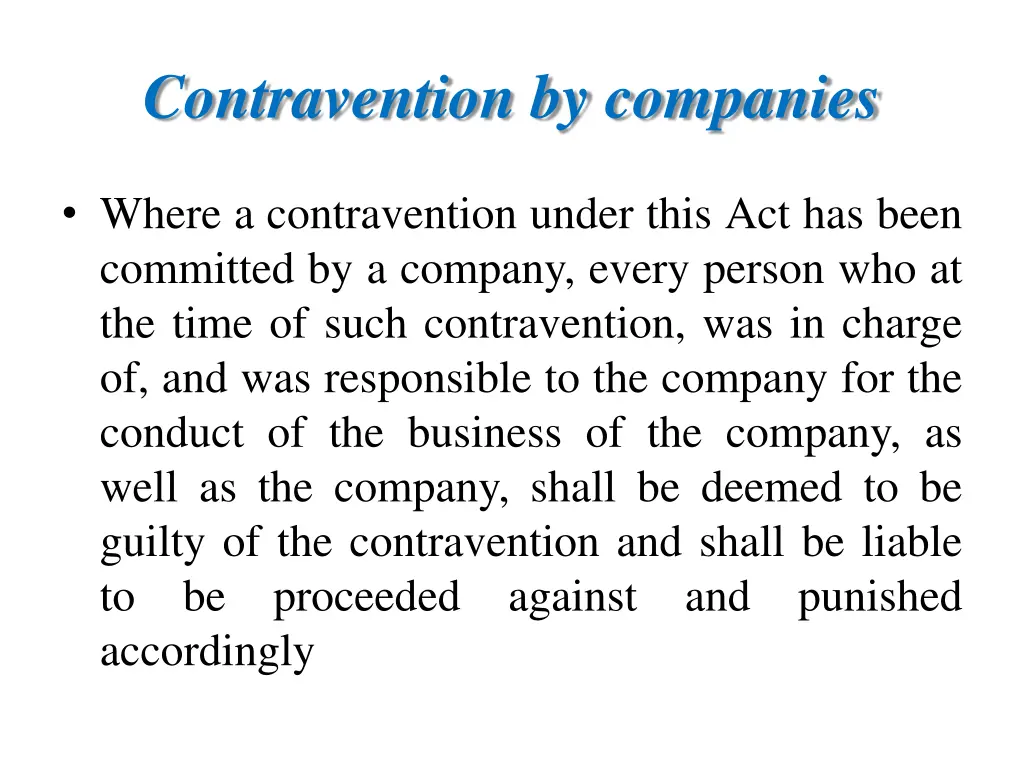 contravention by companies