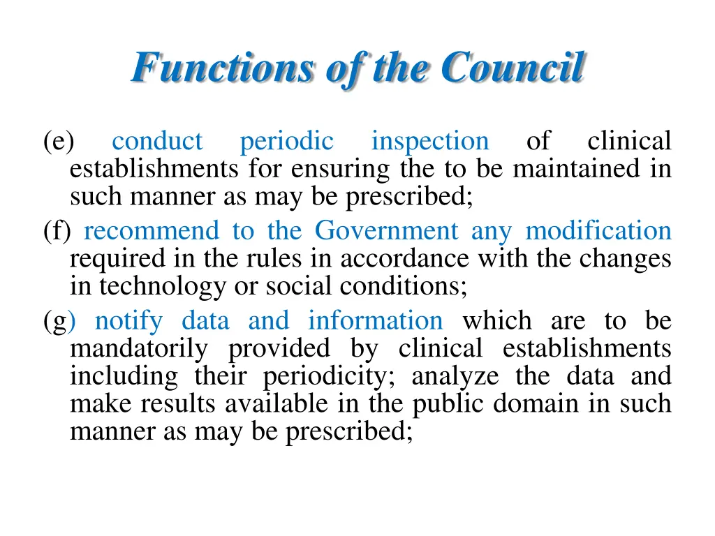 functions of the council 1