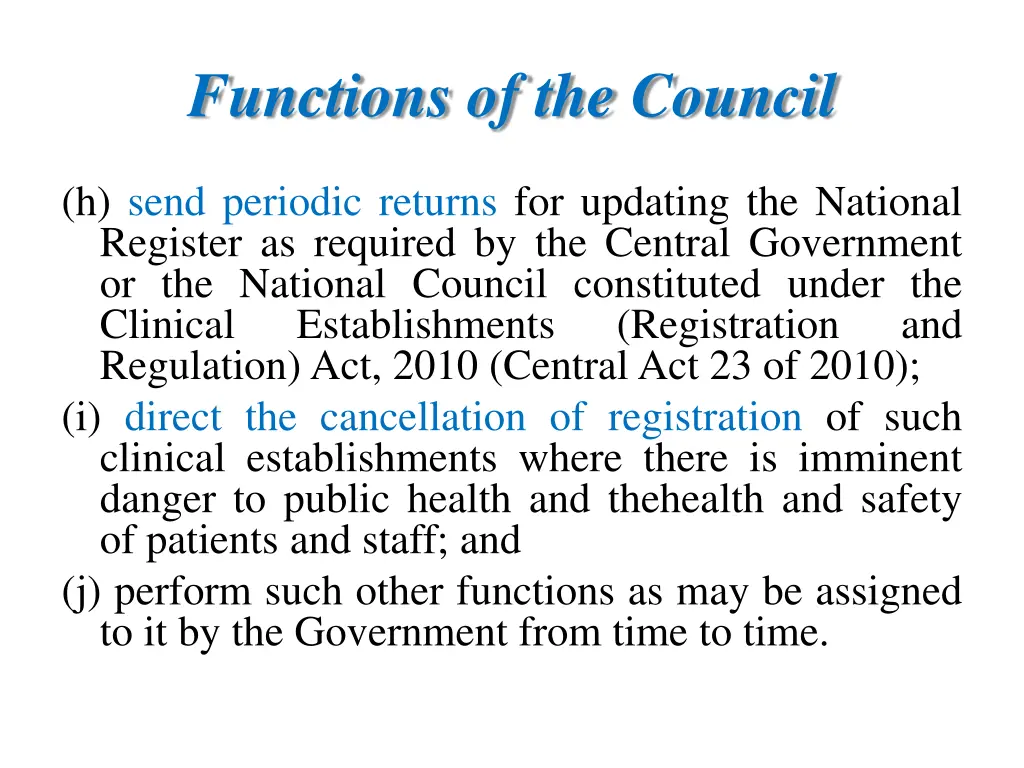 functions of the council 2