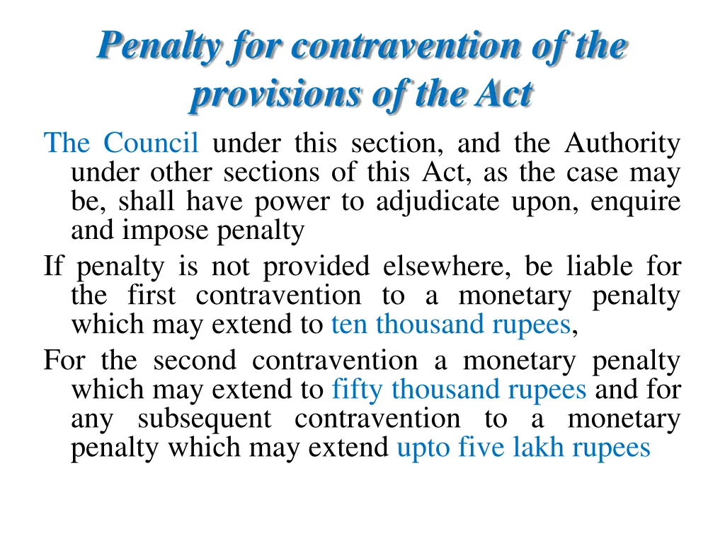 penalty for contravention of the provisions