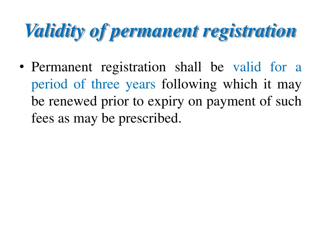 validity of permanent registration