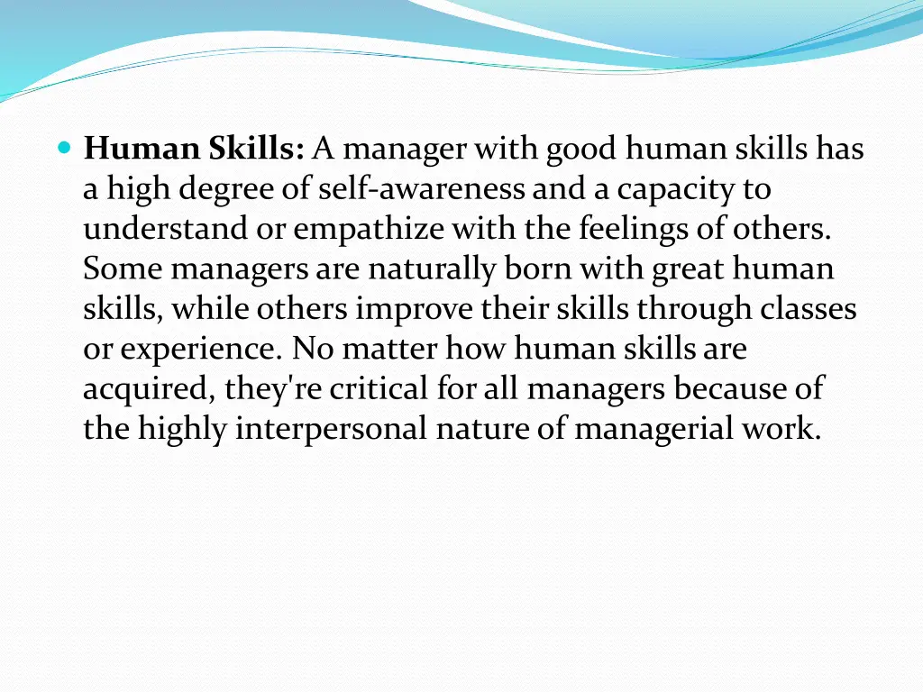 human skills a manager with good human skills