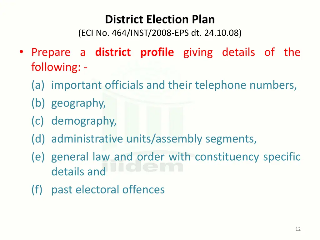 district election plan eci no 464 inst 2008