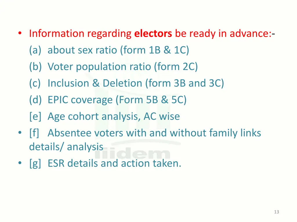 information regarding electors be ready