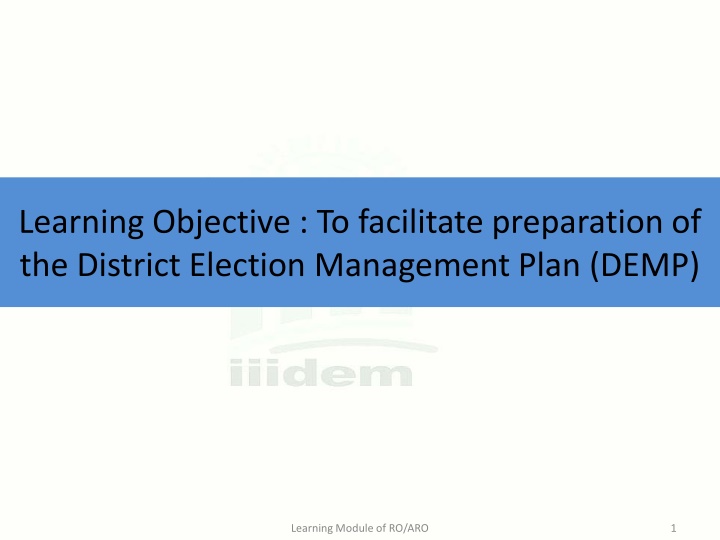 learning objective to facilitate preparation