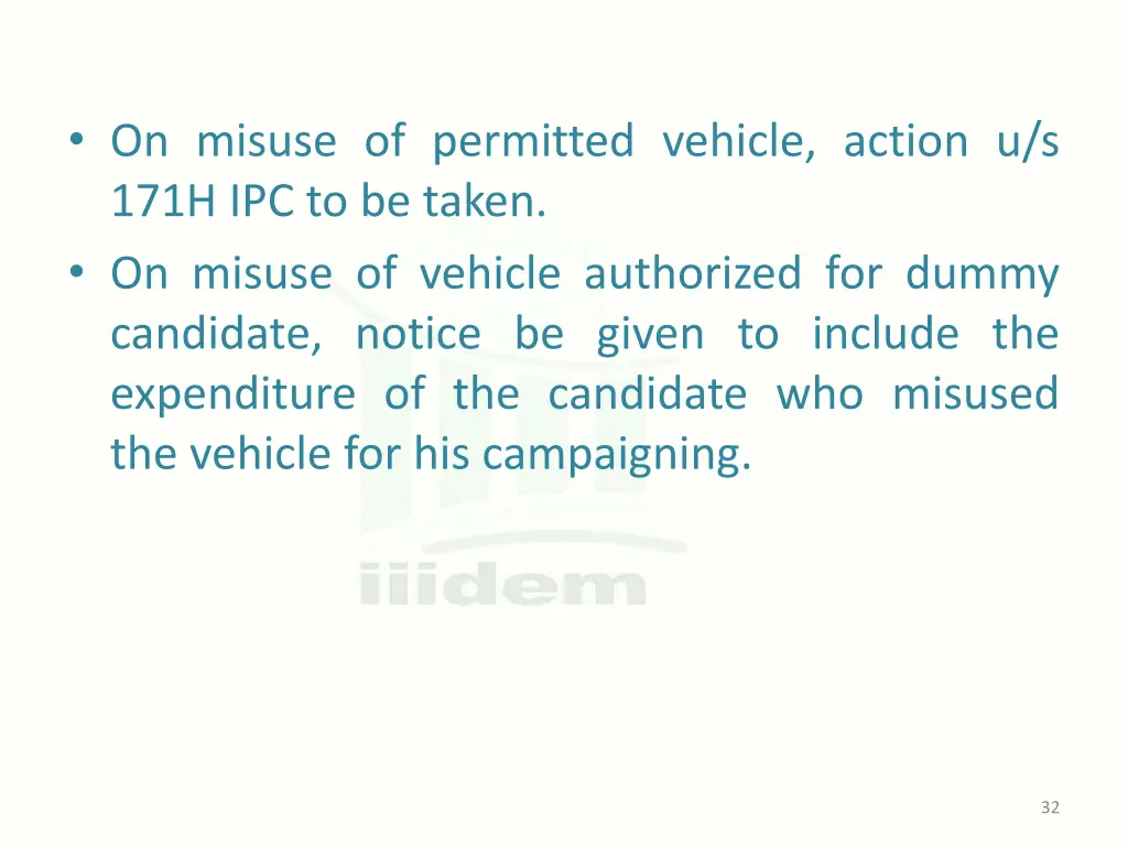 on misuse of permitted vehicle action u s 171h