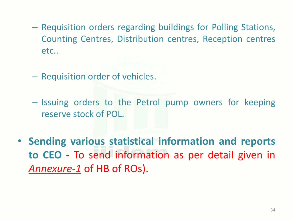 requisition orders regarding buildings