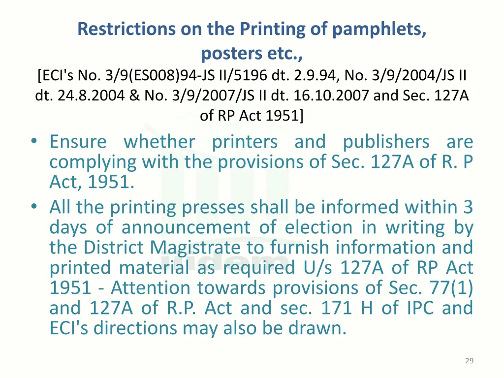 restrictions on the printing of pamphlets posters