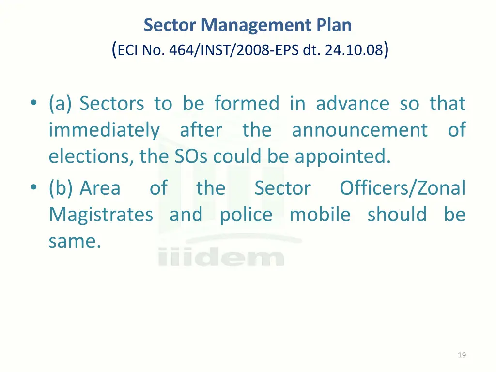 sector management plan eci no 464 inst 2008