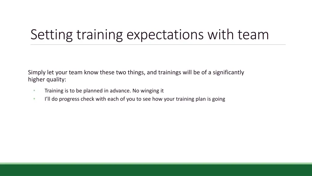 setting training expectations with team