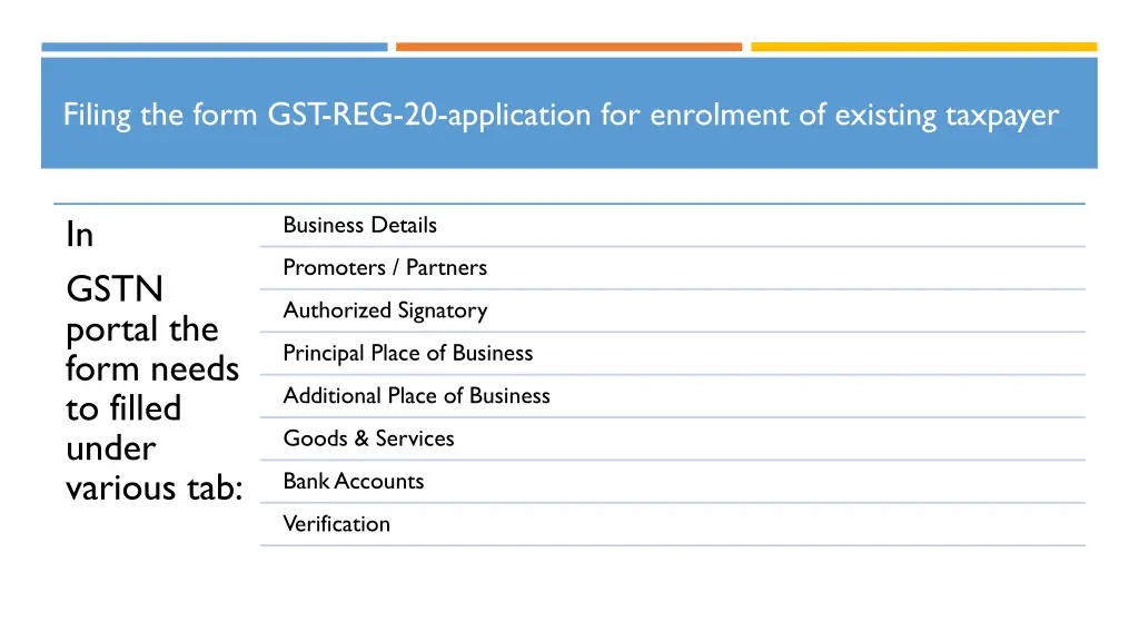 filing the form gst reg 20 application