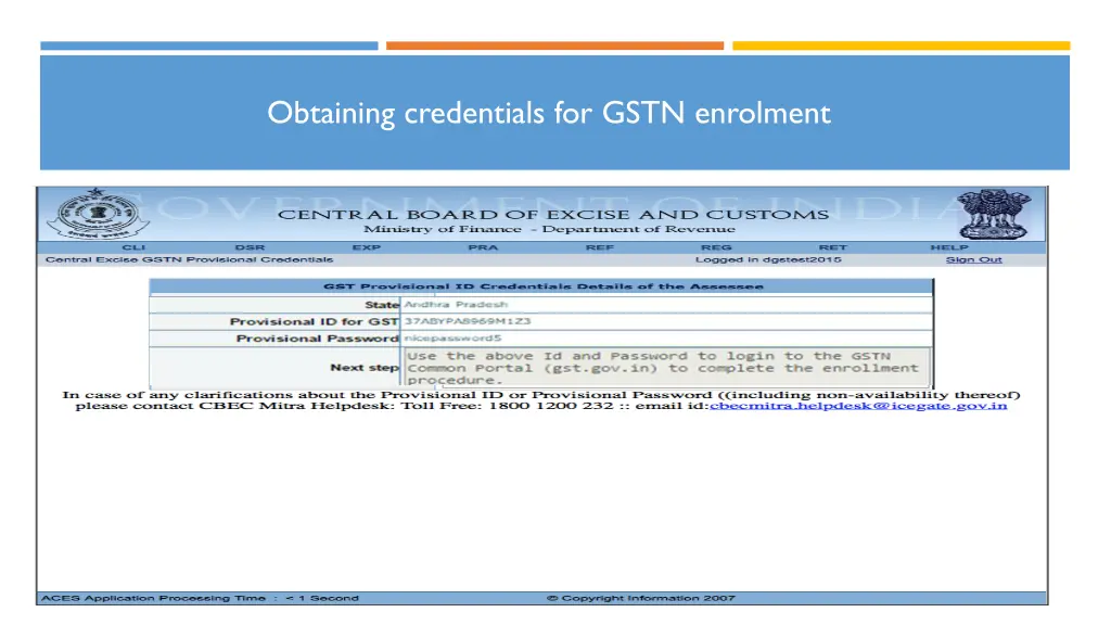 obtaining credentials for gstn enrolment