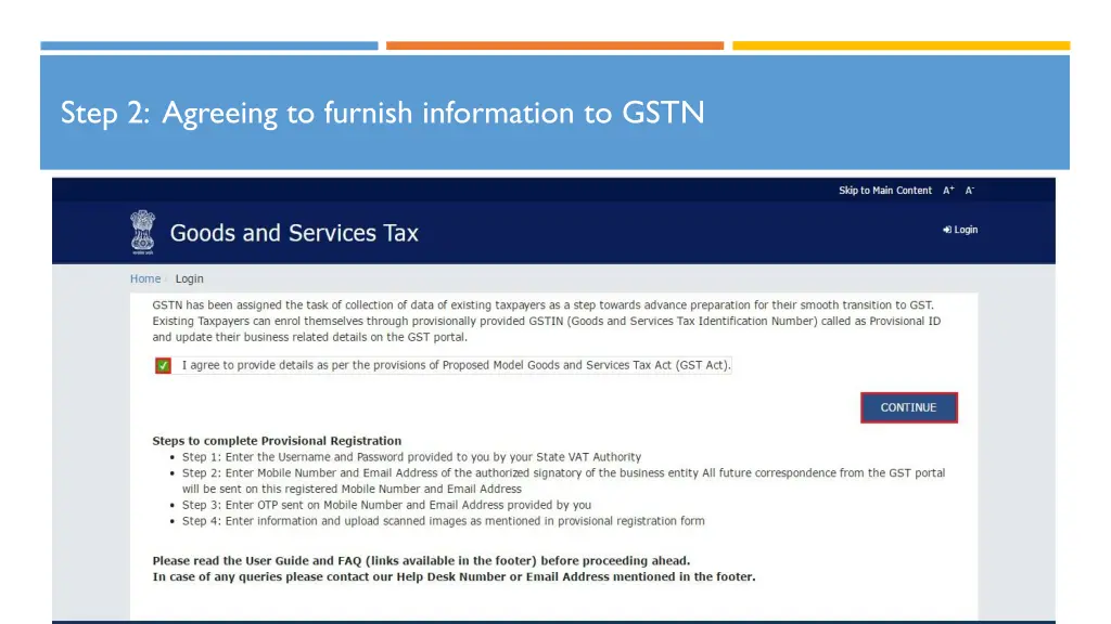 step 2 agreeing to furnish information to gstn