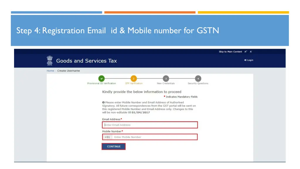 step 4 registration email id mobile number