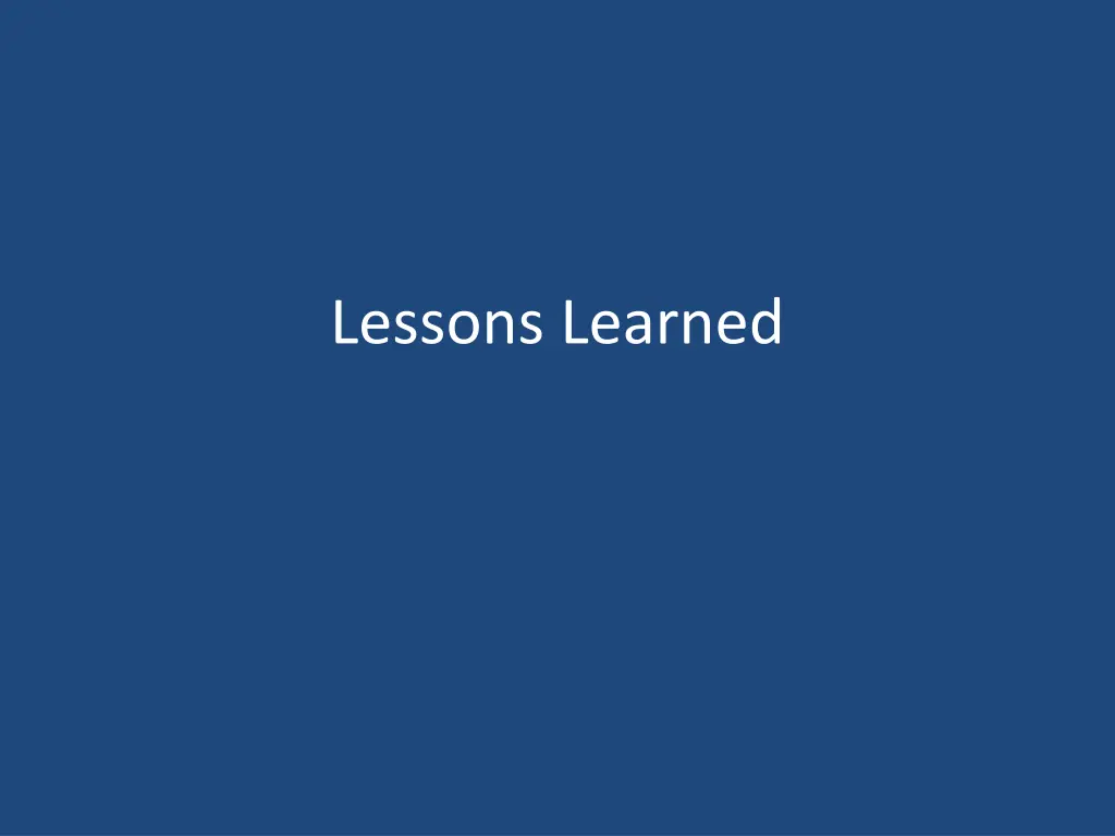 lessons learned