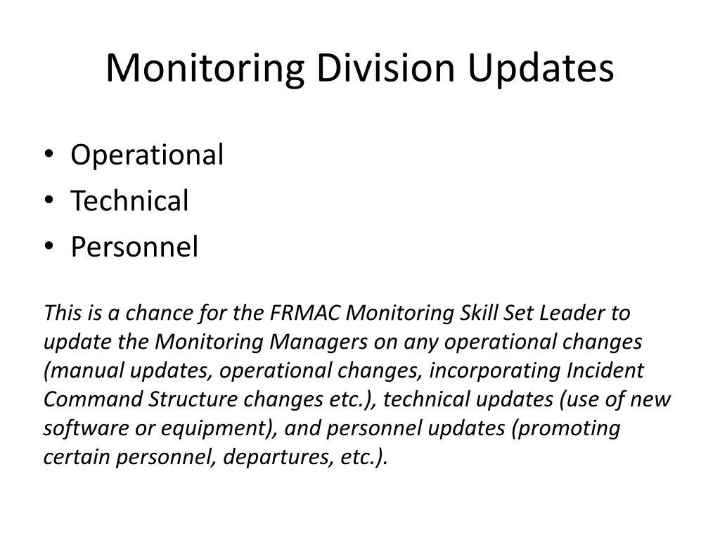 monitoring division updates 1