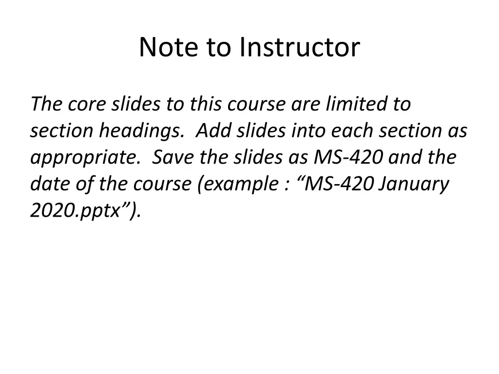 note to instructor