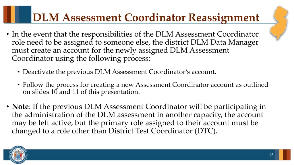 dlm assessment coordinator reassignment