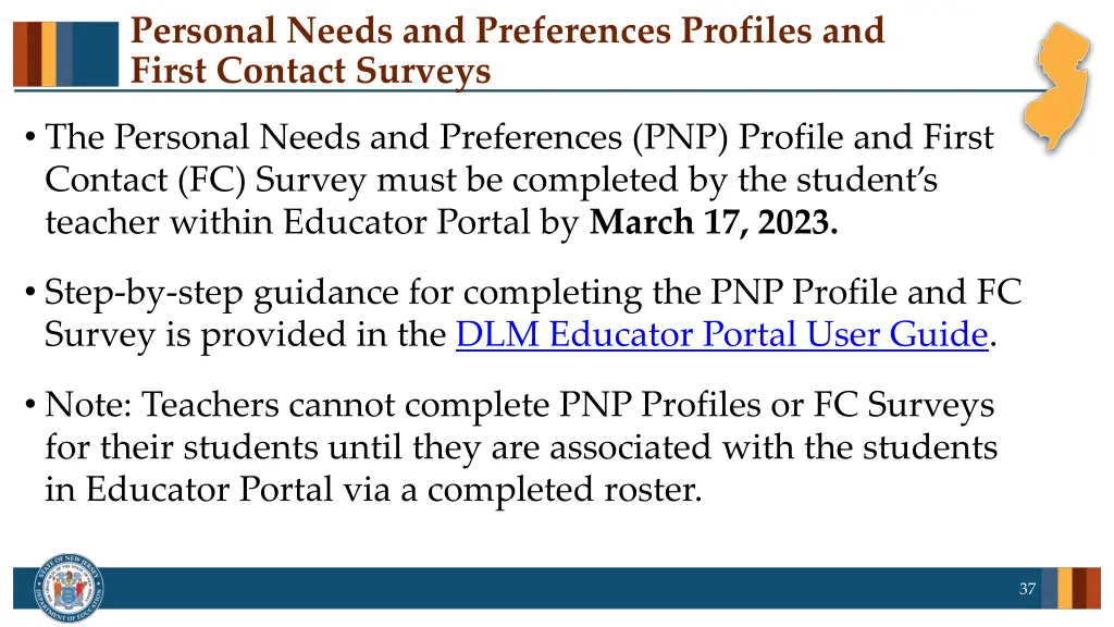 personal needs and preferences profiles and first