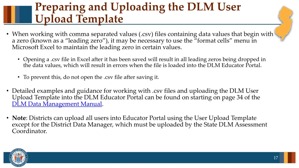 preparing and uploading the dlm user upload