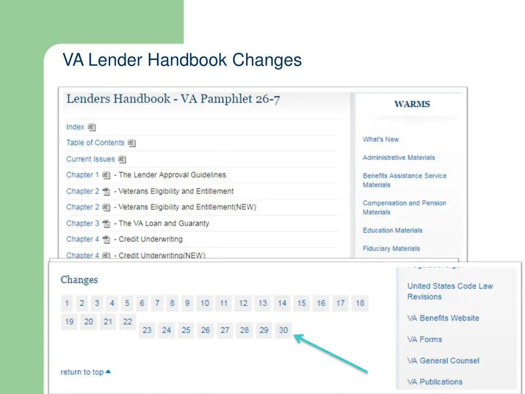 va lender handbook changes