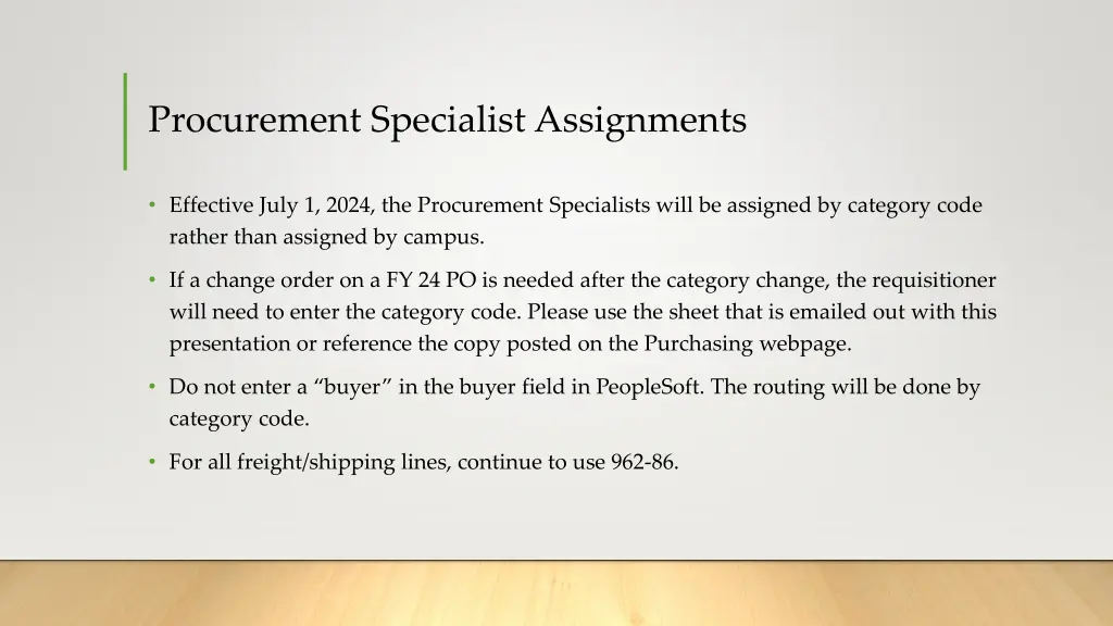 procurement specialist assignments