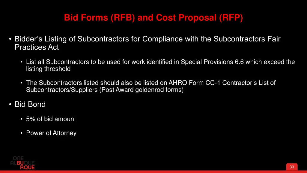 bid forms rfb and cost proposal rfp 1