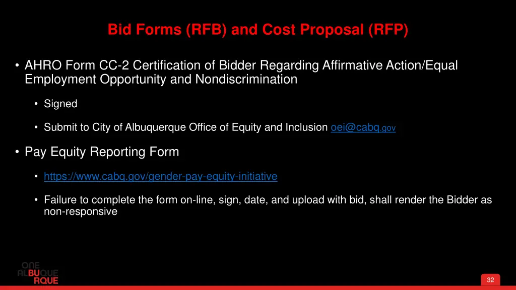 bid forms rfb and cost proposal rfp