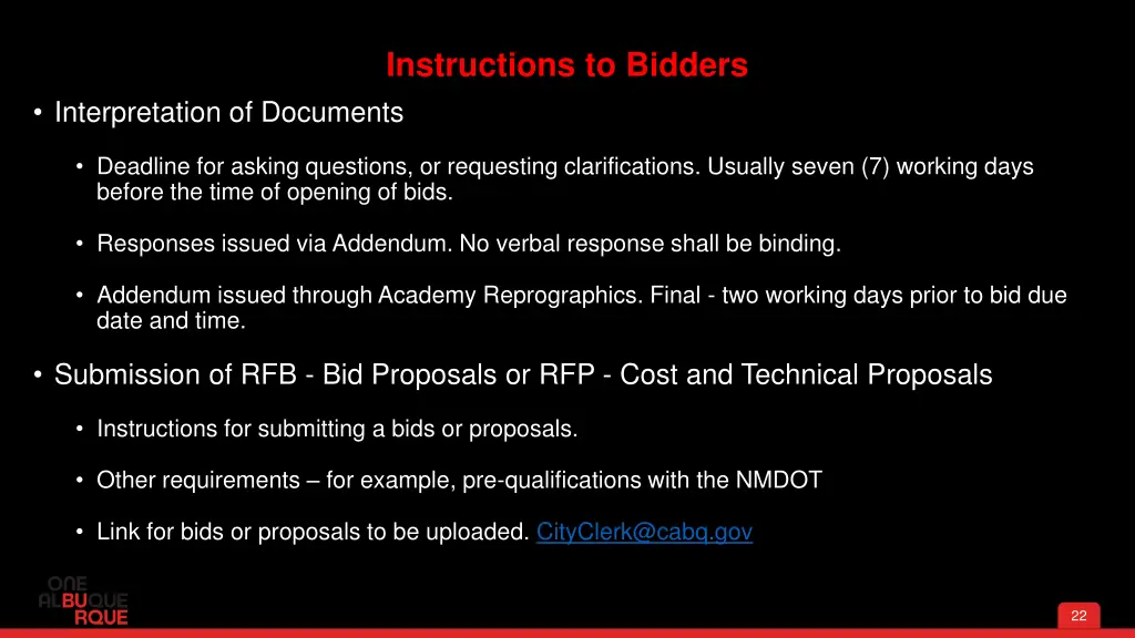 instructions to bidders