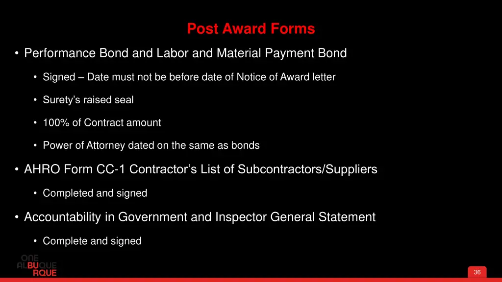 post award forms