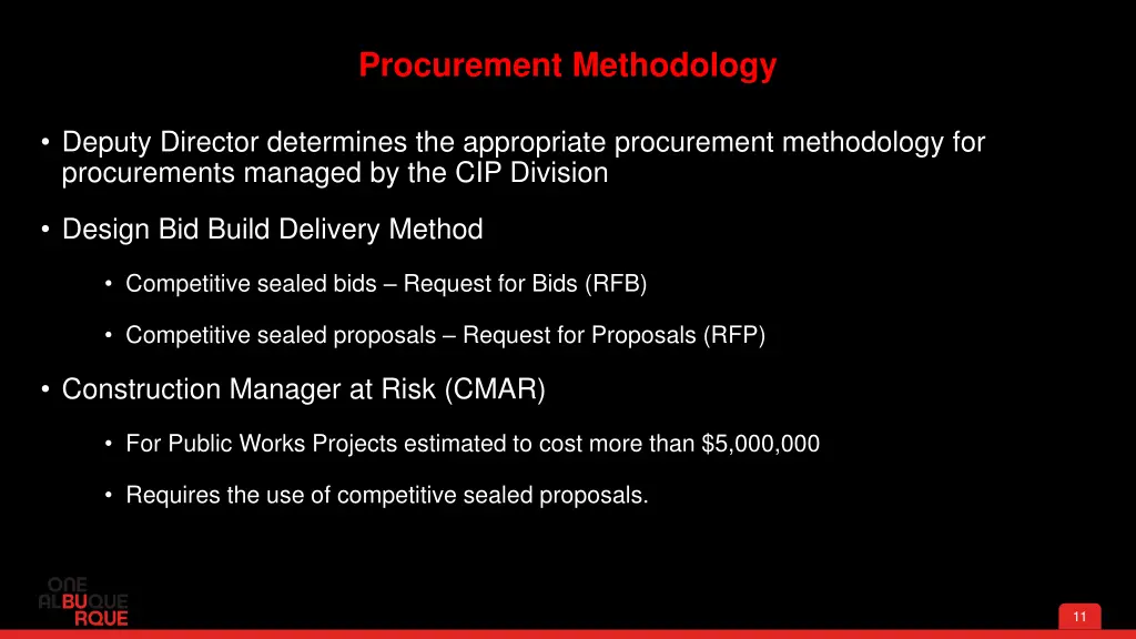 procurement methodology