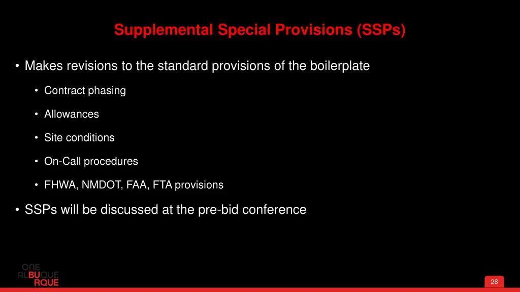 supplemental special provisions ssps