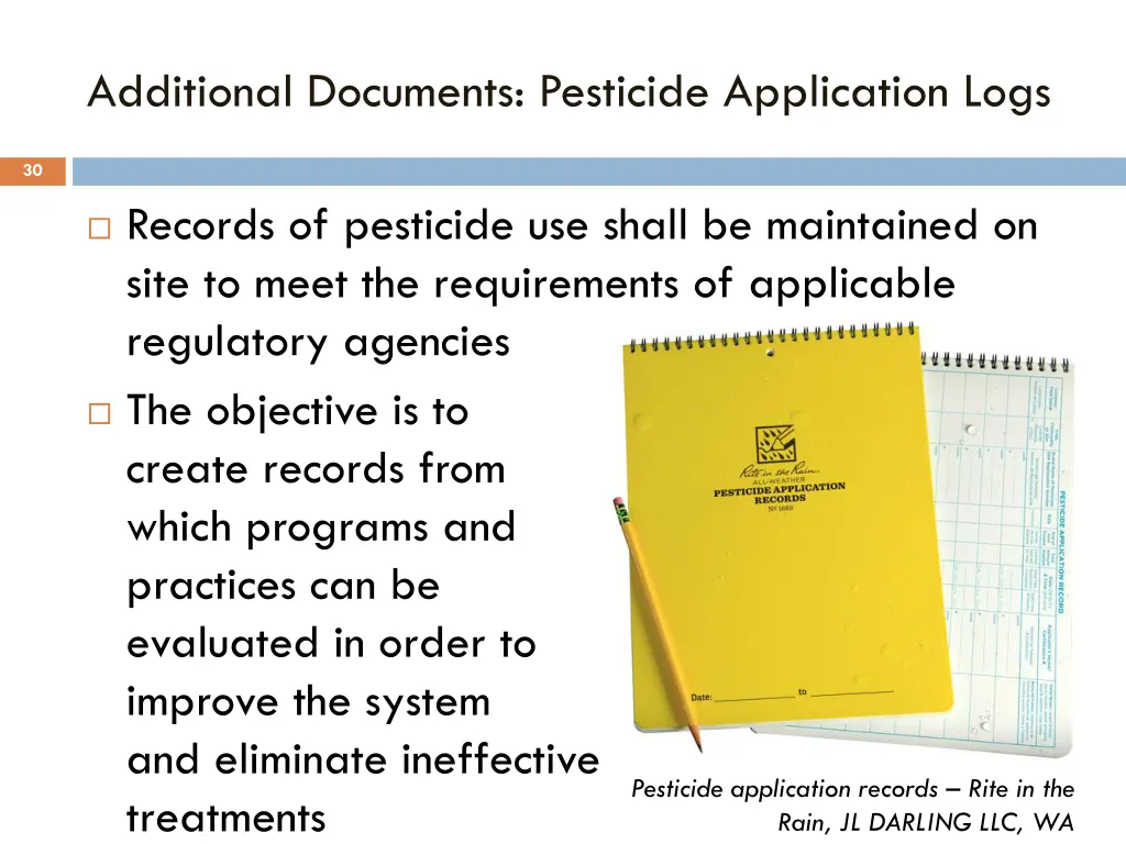 additional documents pesticide application logs