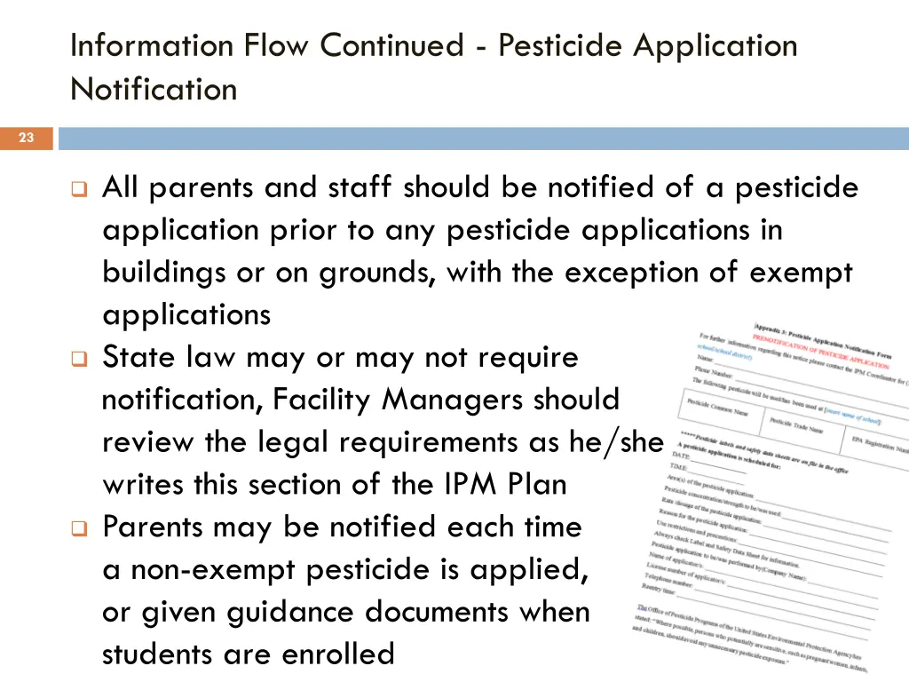 information flow continued pesticide application