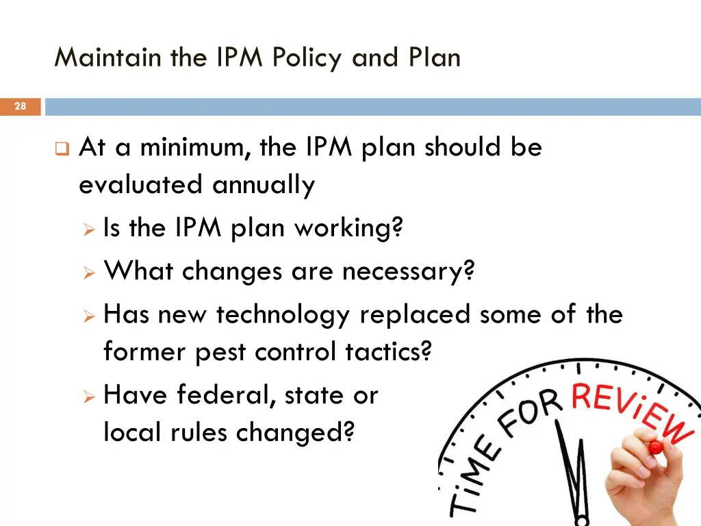 maintain the ipm policy and plan