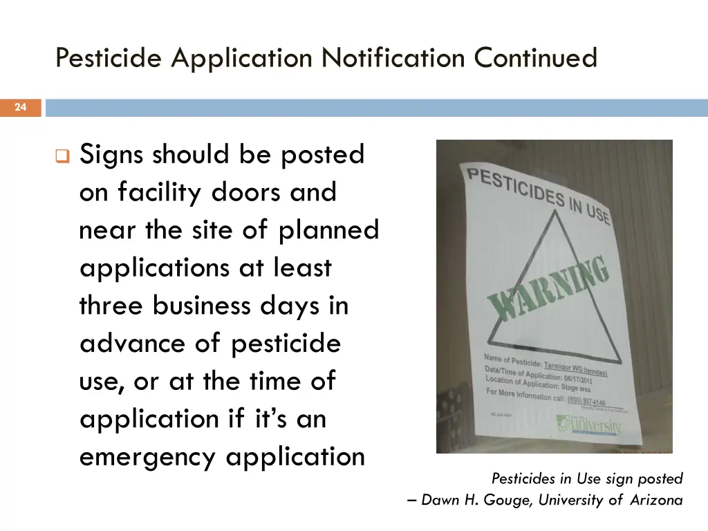 pesticide application notification continued