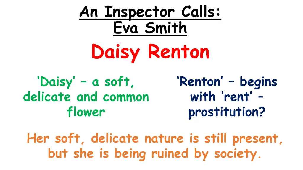 an inspector calls eva smith daisy renton