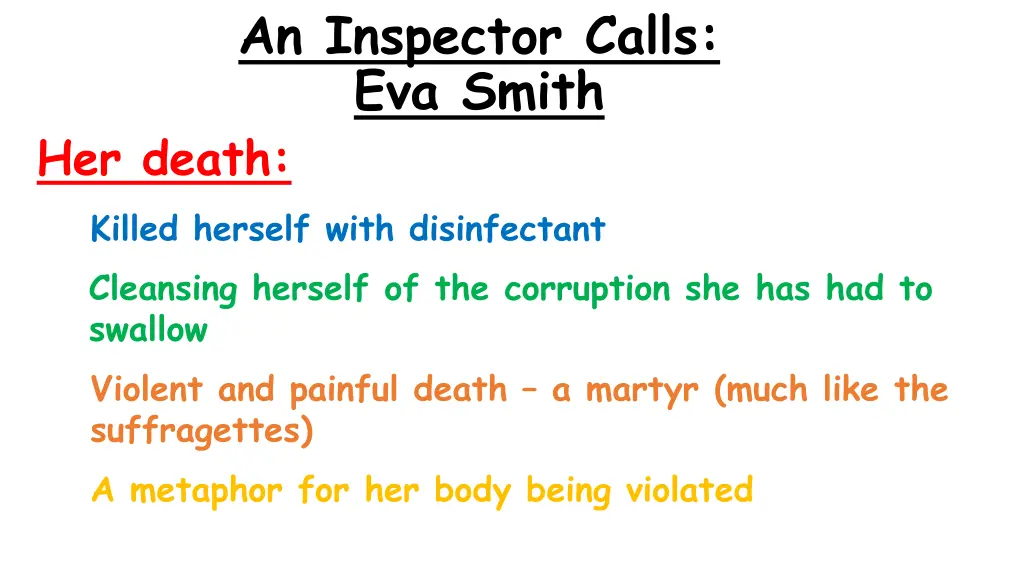 an inspector calls eva smith her death