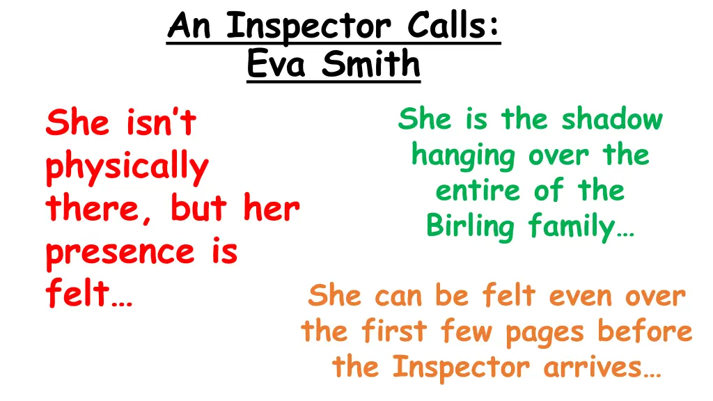 an inspector calls eva smith she isn t physically