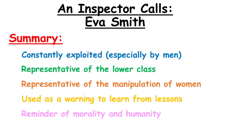 an inspector calls eva smith summary